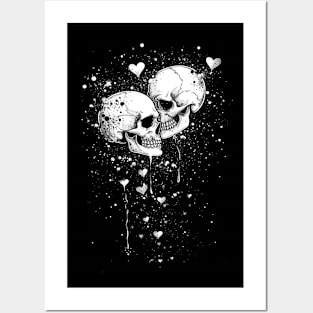 Couple Skull falling in love | Valentines Day Skull Posters and Art